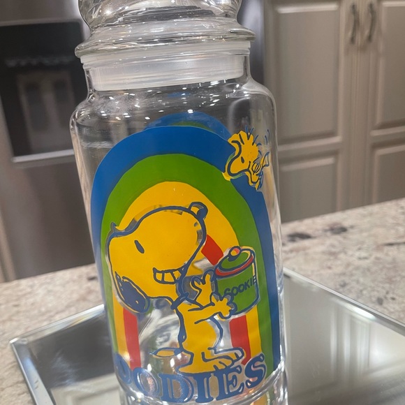 Vintage SNOOPY Woodstock Peanuts Rainbow Glass Lidded Collectible Container - Picture 3 of 5
